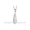 New design style silver blue yellow feather stainless steel necklace